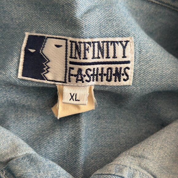 Infinity Fashions Studded Light Wash Denim Button-Down Shirt – XL – 100% Cotton - Picture 6 of 8